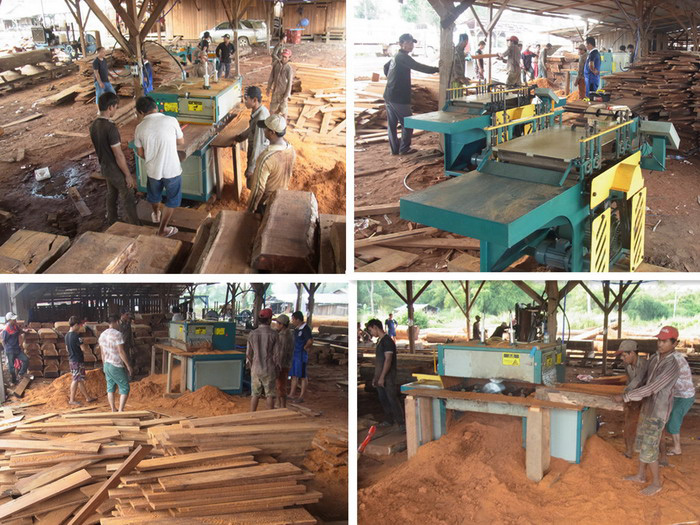 方木多片鋸150型機械 柬埔寨上丁省 現(xiàn)場加工紅木